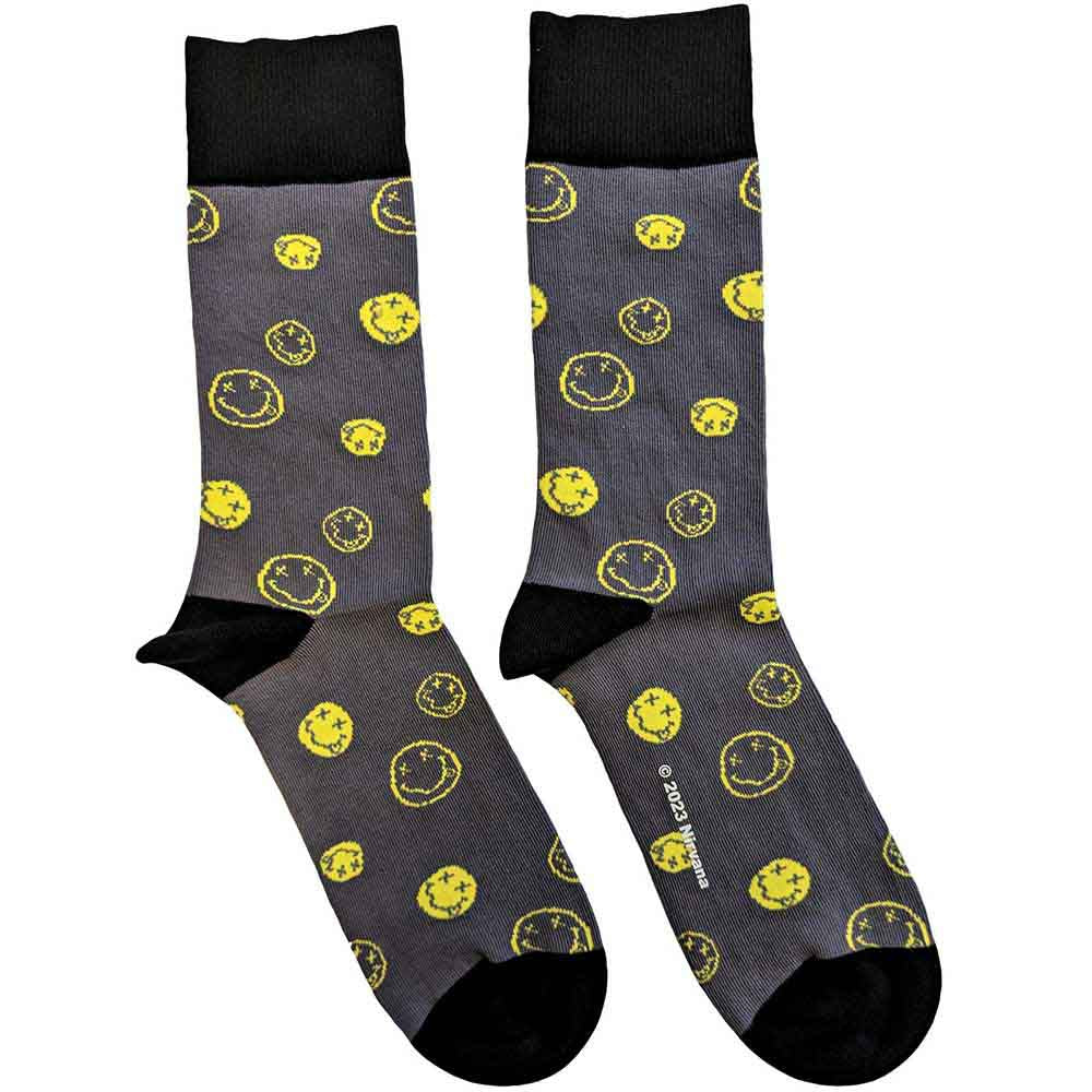 Image of Nirvana Unisex Ankle Socks: Mixed Happy Faces Rock Off