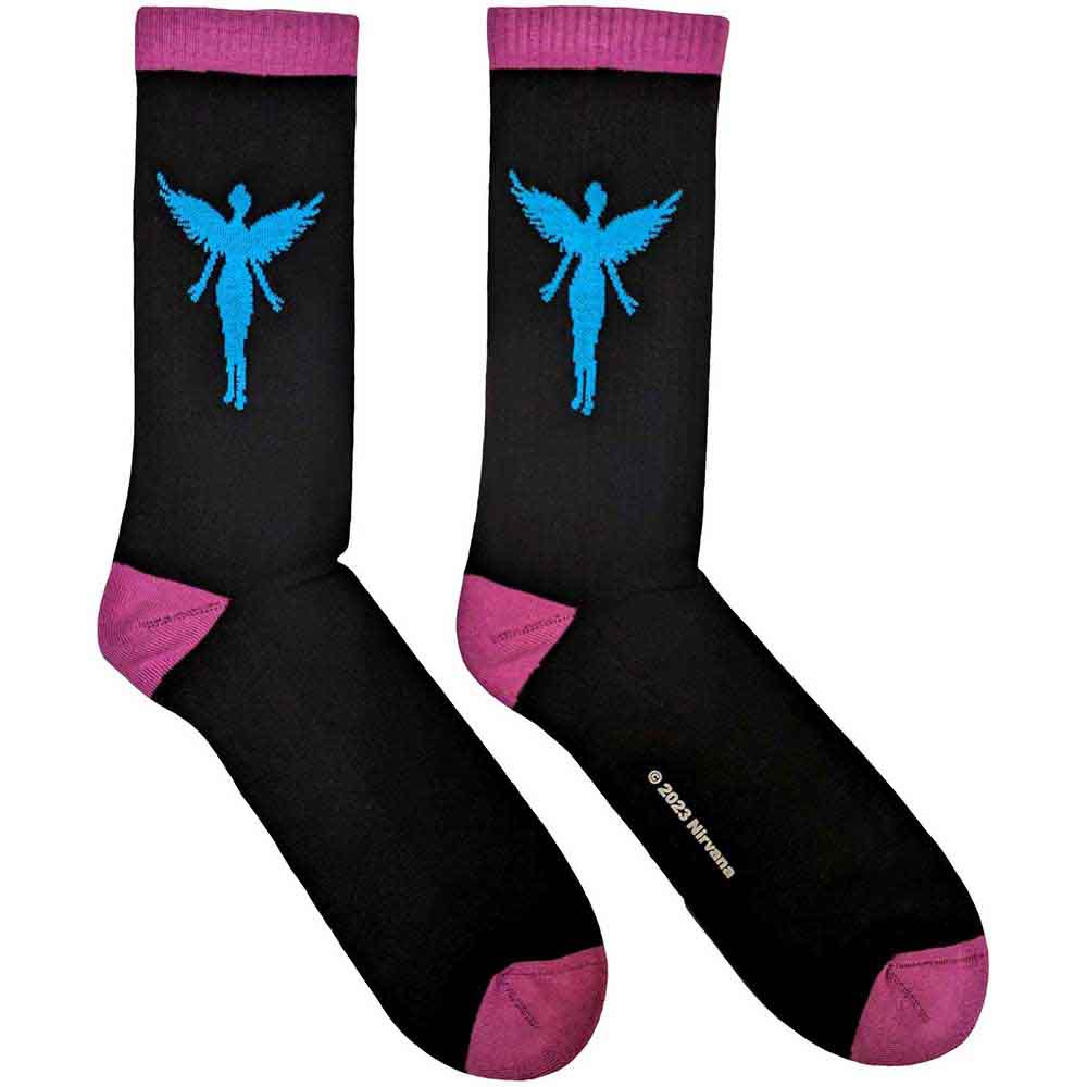 Image of Nirvana Unisex Terry Socks: In Utero Blue Angel Rock Off