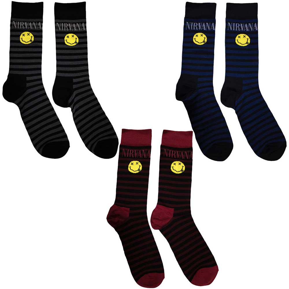 Image of Nirvana Unisex Ankle Socks Set: Smile Stripes Rock Off