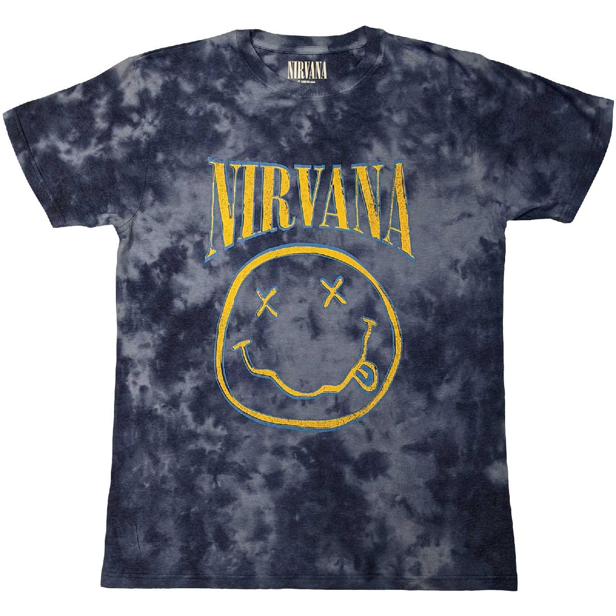 Image of Nirvana Unisex T-Shirt - Smiley Blue Stroke Rock Off