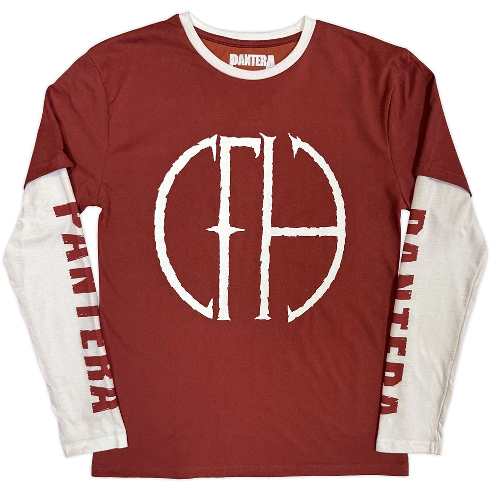 Image of Pantera Unisex 2 In 1 Layered Long Sleeve T-Shirt: Frayed Logo