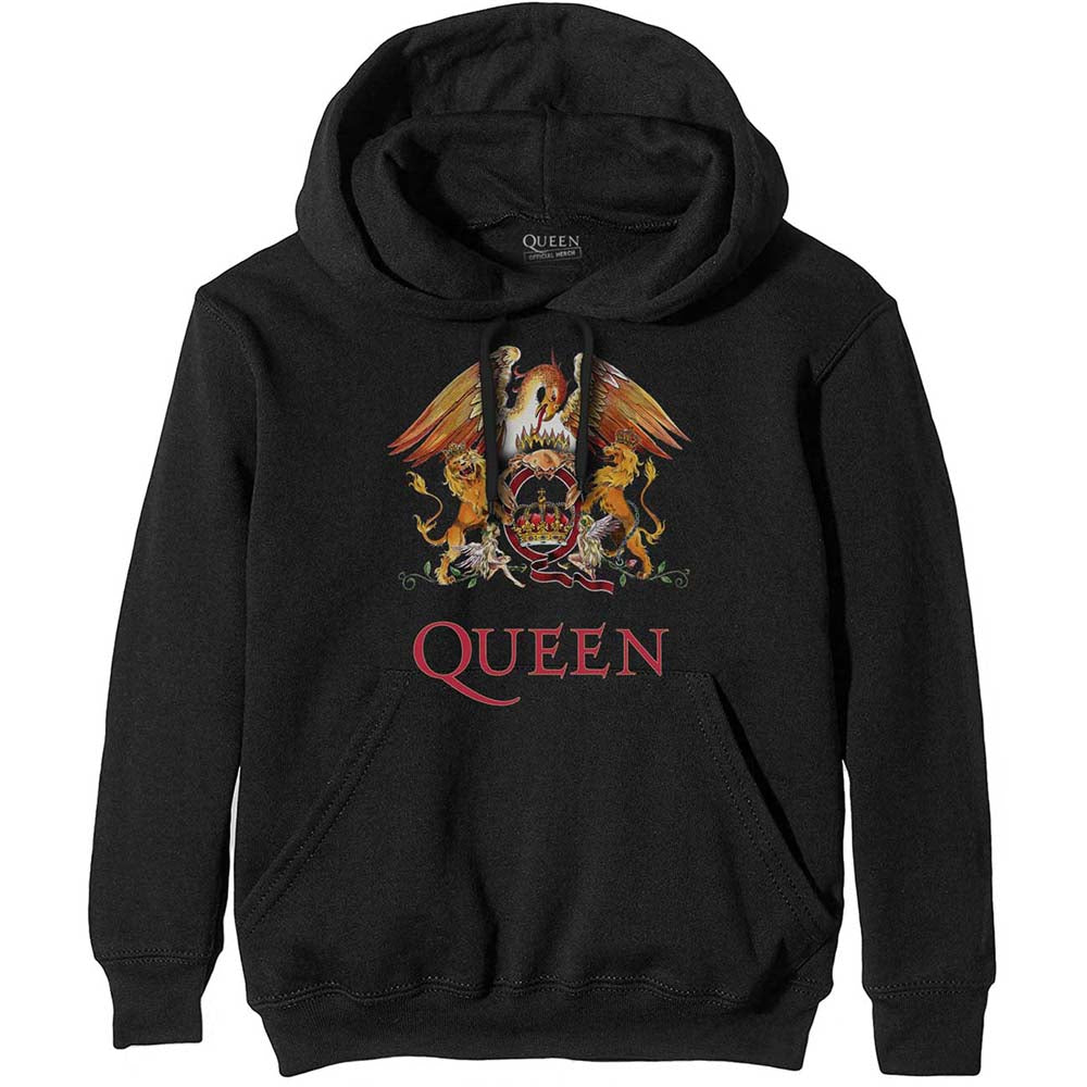 Image of Queen Unisex Pullover Hoodie - Classic Crest Rock Off