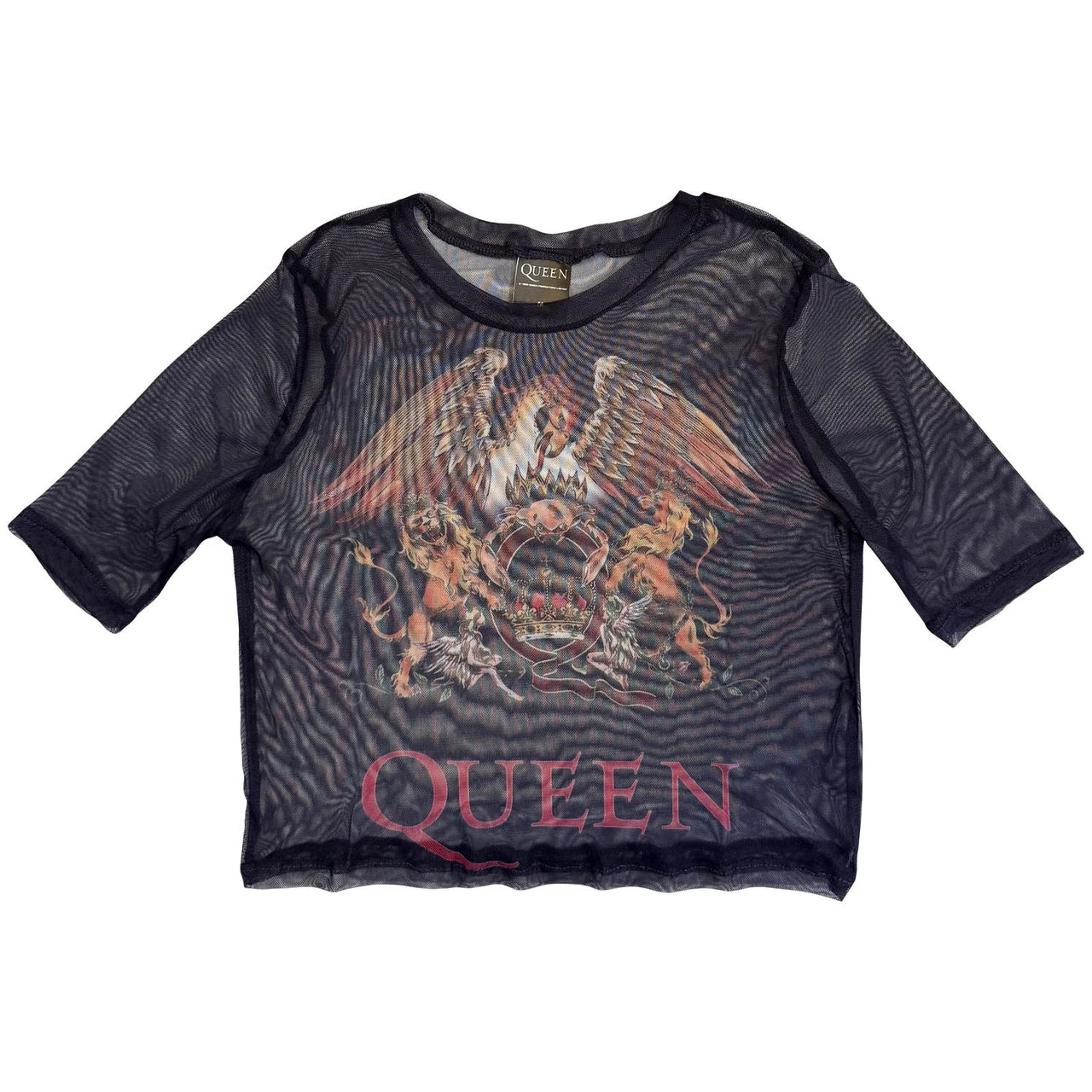Image of Queen Ladies Mesh Crop Top: Classic Crest