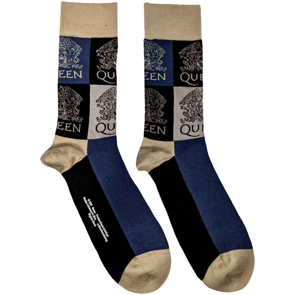Queen Unisex Ankle Socks: Crest Blocks