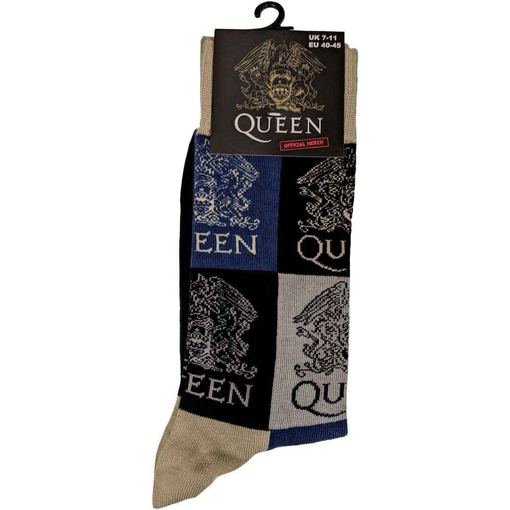 Image of Queen Unisex Ankle Socks: Crest Blocks Rock Off