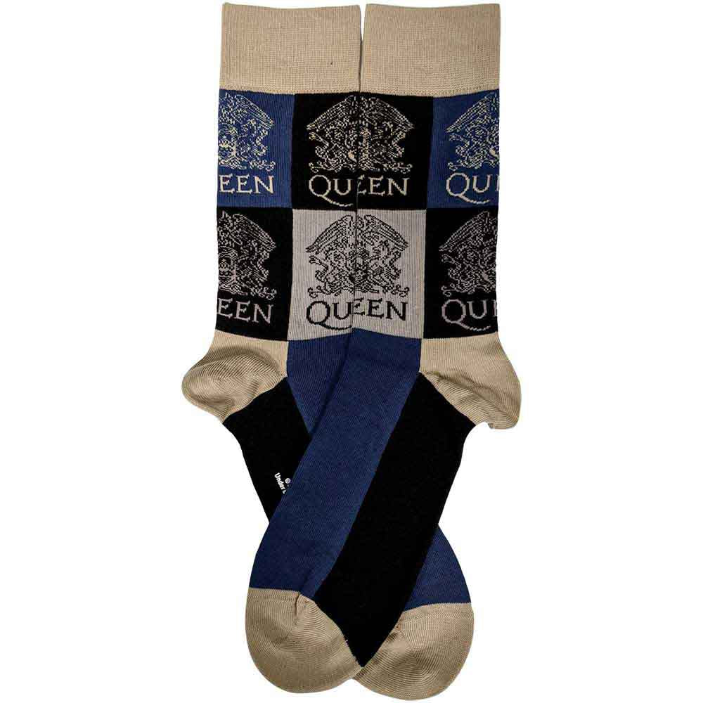 Queen Unisex Ankle Socks: Crest Blocks