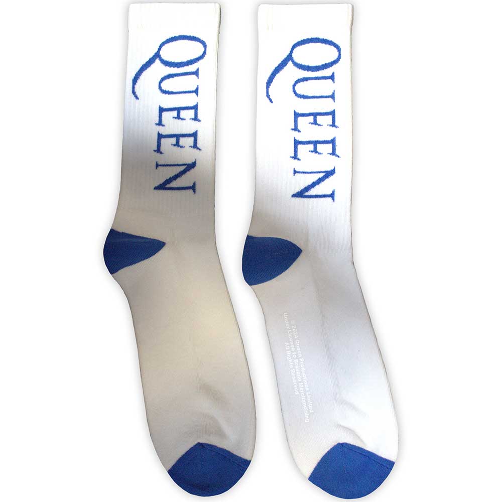 Image of Queen Unisex Terry Socks: Blue Logo Rock Off