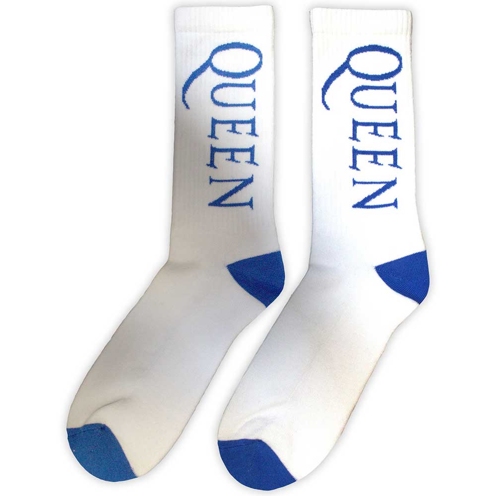 Queen Unisex Terry Socks: Blue Logo