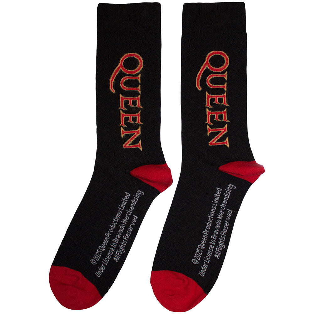 Image of Queen Unisex Ankle Socks: Red Logo Vertical Rock Off