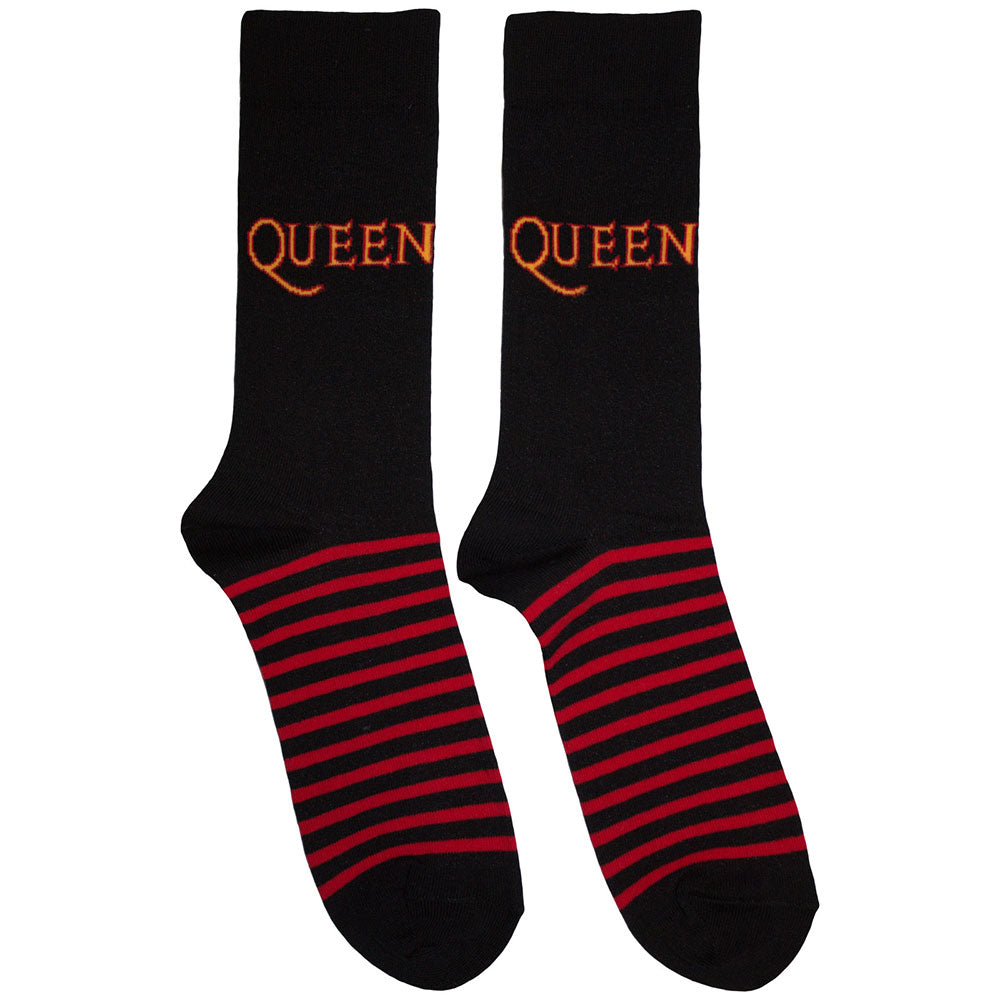 Image of Queen Unisex Ankle Socks: Logo & Stripes Rock Off
