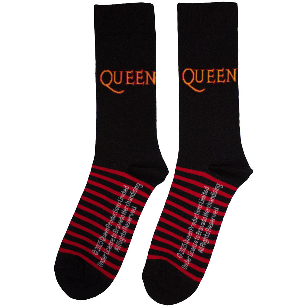 Image of Queen Unisex Ankle Socks: Logo & Stripes Rock Off