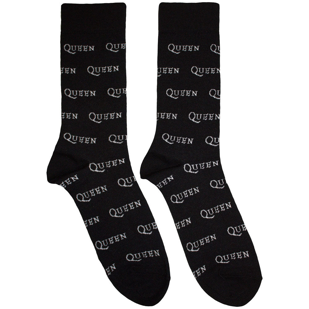 Image of Queen Unisex Ankle Socks: Logo Repeat Mono Rock Off