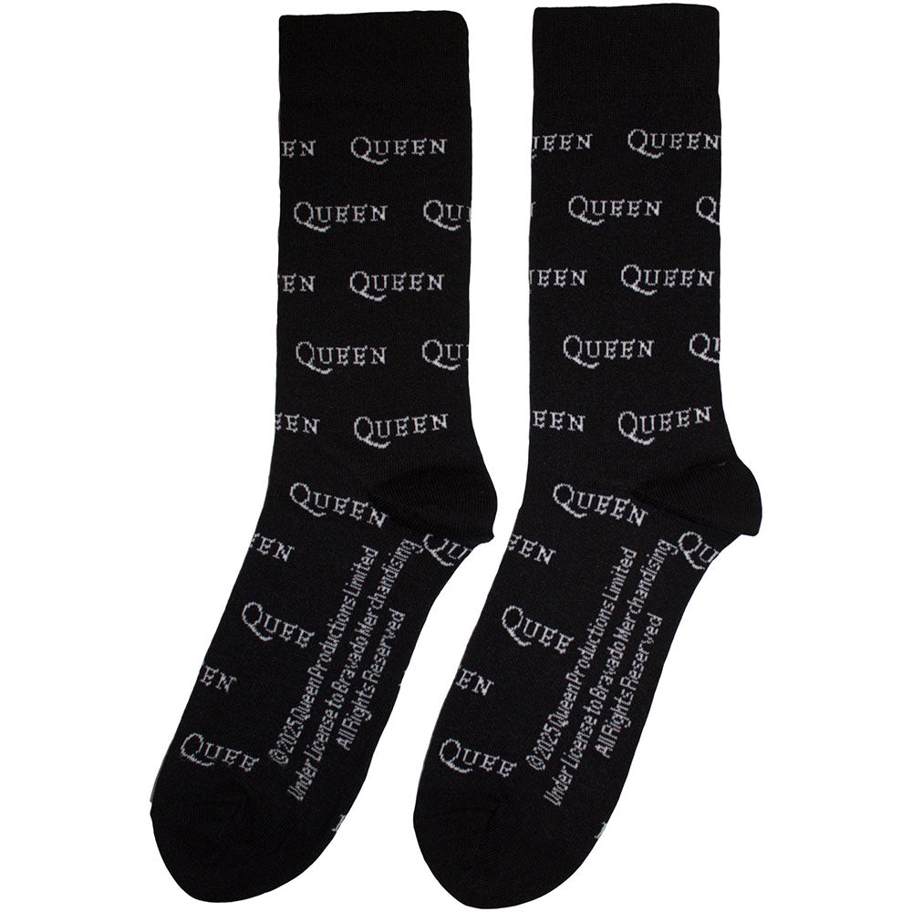 Image of Queen Unisex Ankle Socks: Logo Repeat Mono Rock Off