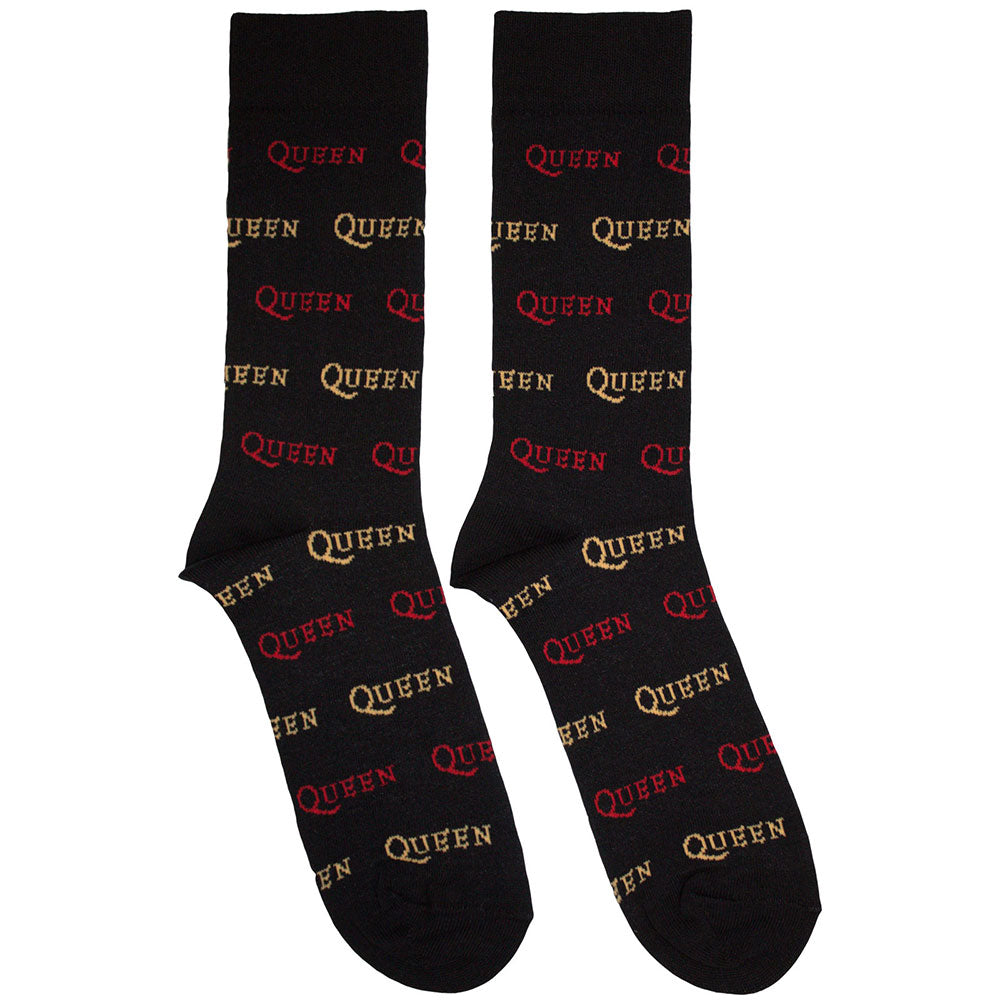 Image of Queen Unisex Ankle Socks: Logo Repeat Colour Rock Off