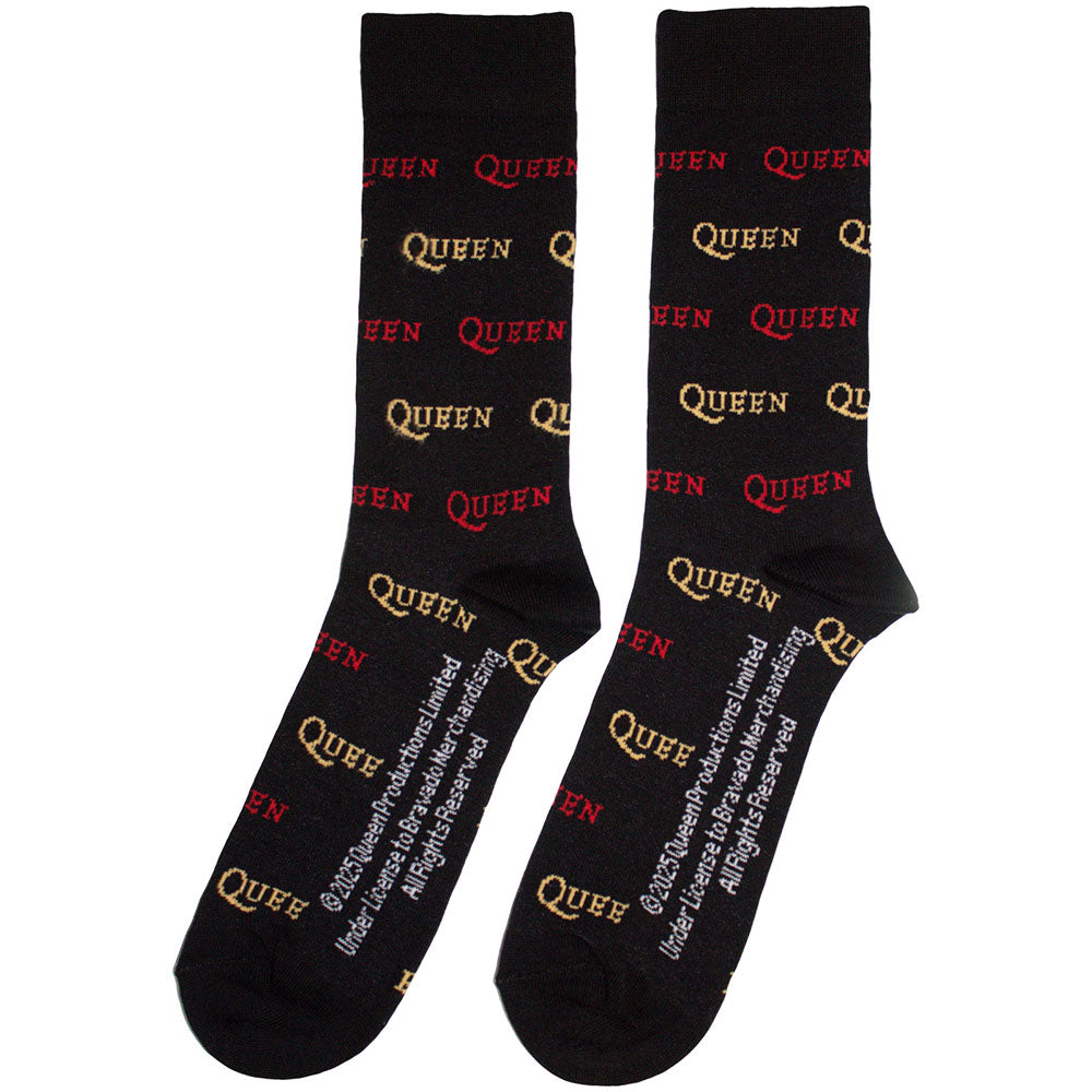 Image of Queen Unisex Ankle Socks: Logo Repeat Colour Rock Off