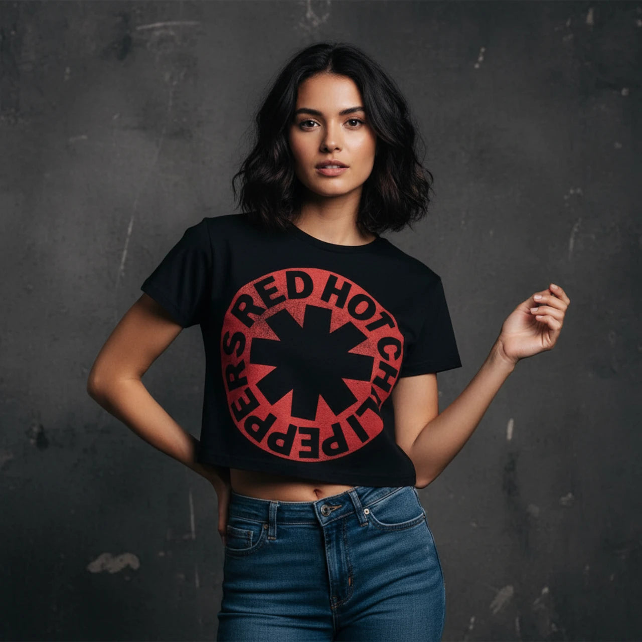 Image of Red Hot Chili Peppers Ladies Crop Top: Asterisk Circle