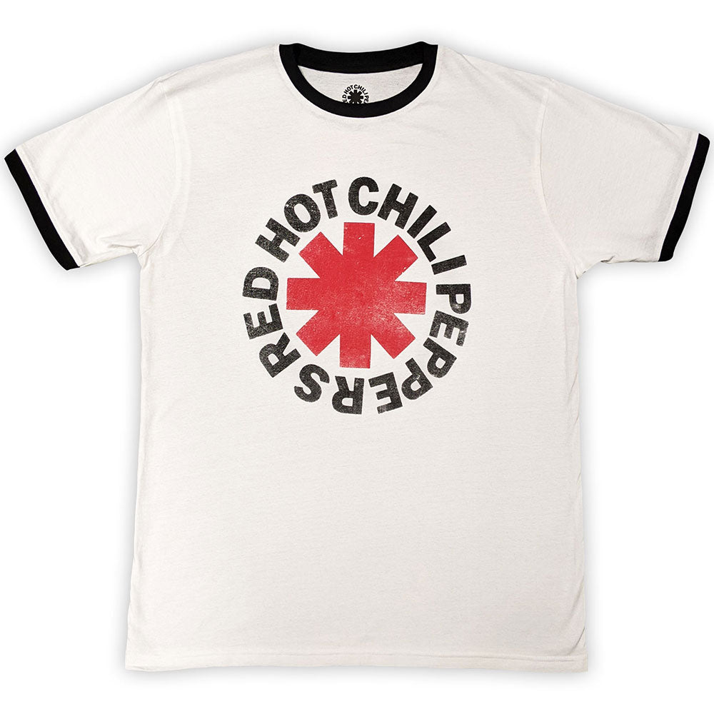 Image of Red Hot Chili Peppers Ringer T-shirt - Red Asterisk Rock Off
