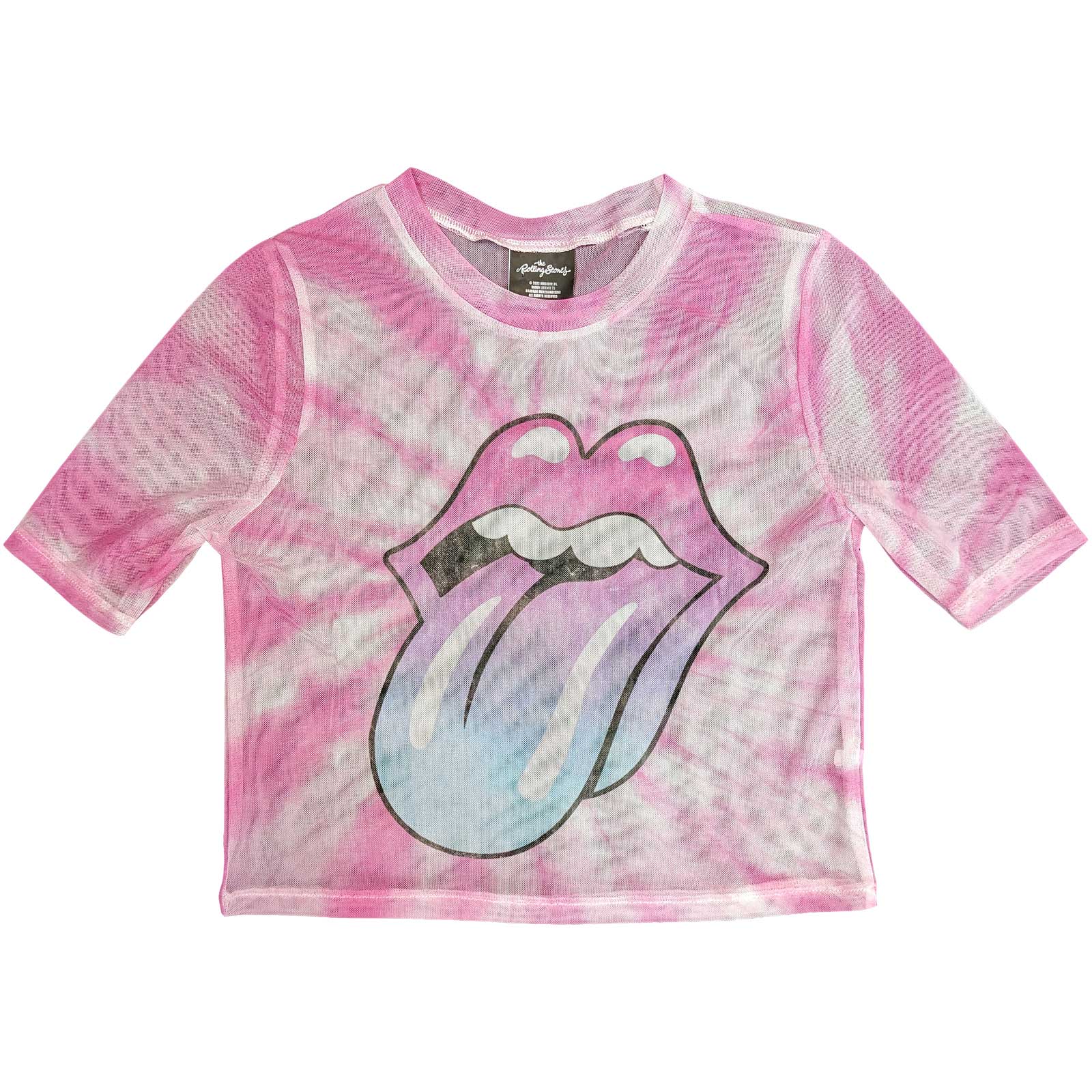 Image of Rolling Stones Crop Top - Pink Gradient Tongue (MESH) Rock Off