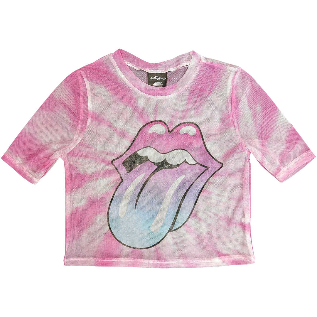 Rolling Stones Crop Top - Pink Gradient Tongue (MESH)