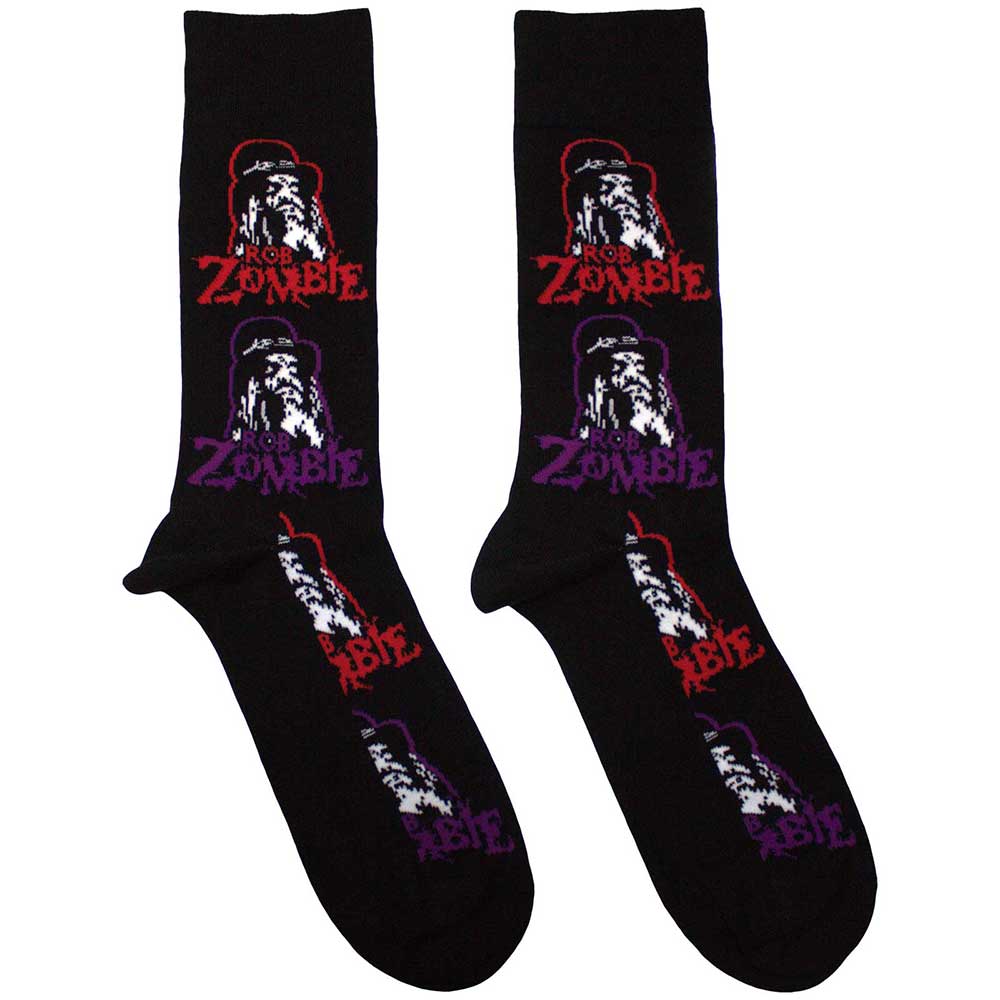 Image of Rob Zombie Unisex Ankle Socks: Multicolour Repeats Rock Off