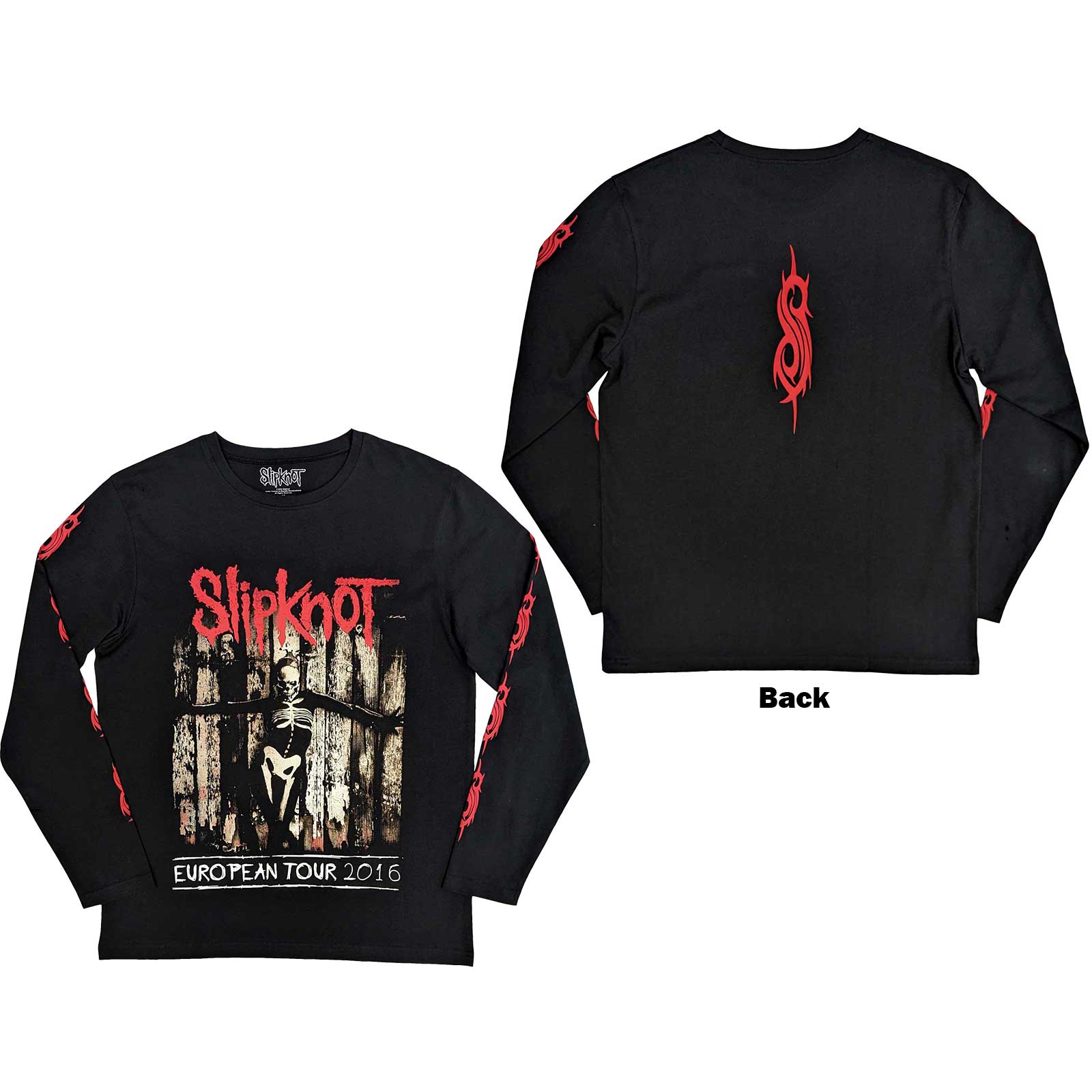 Image of Slipknot Unisex Long Sleeve T-shirt - Skeleton Flag Rock Off