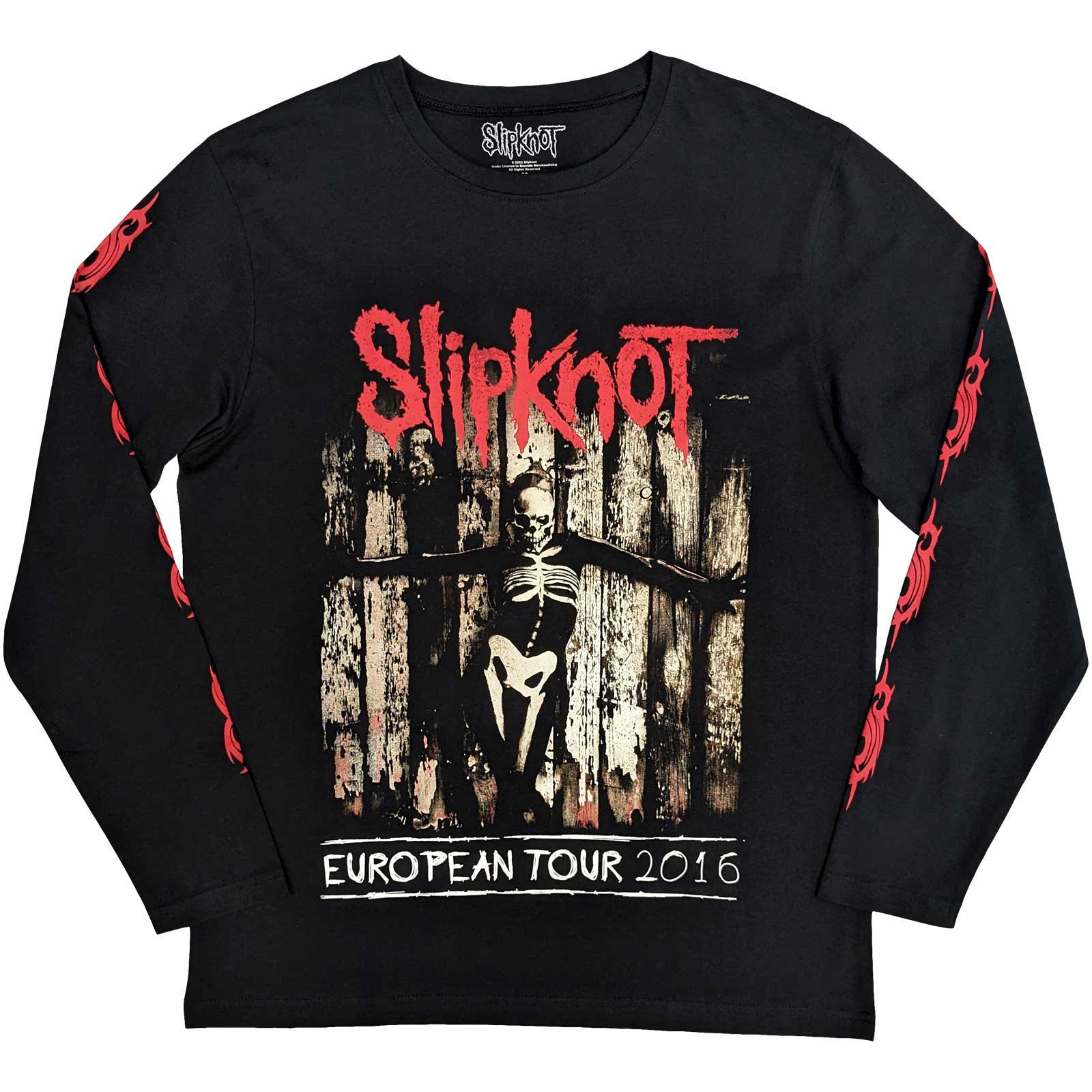 Image of Slipknot Unisex Long Sleeve T-shirt - Skeleton Flag Rock Off