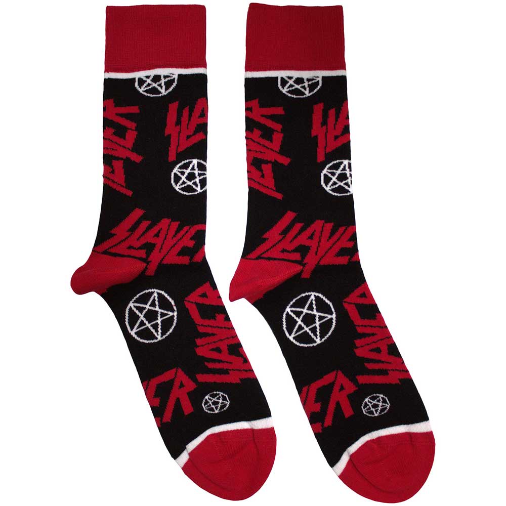 Image of Slayer Unisex Ankle Socks: Logos and Pentegrams Rock Off