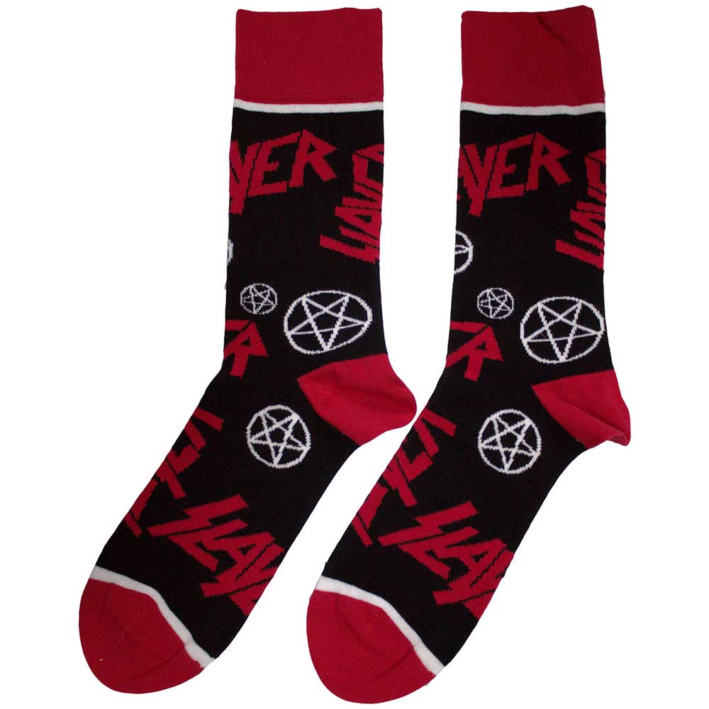 Image of Slayer Unisex Ankle Socks: Logos and Pentegrams Rock Off