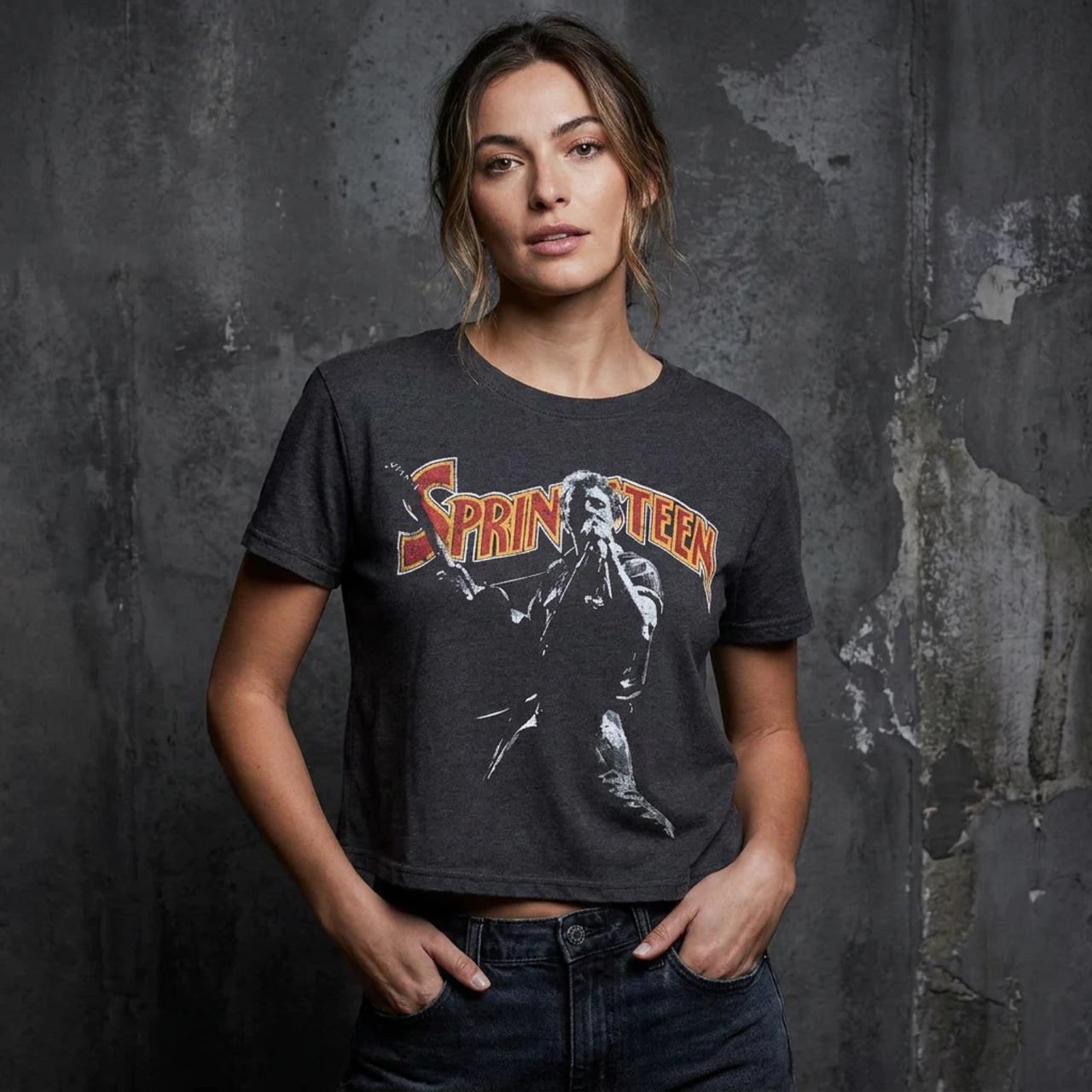 Image of Bruce Springsteen Ladies Crop Top: Stage Pose