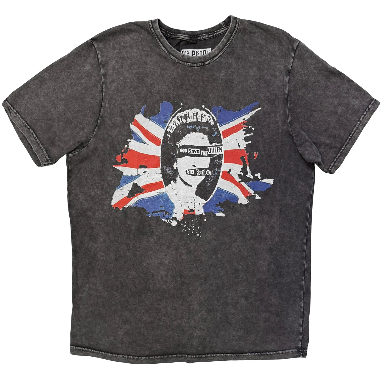 Image of The Sex Pistols Unisex Stone Wash T-Shirt: God Save The Queen Flag