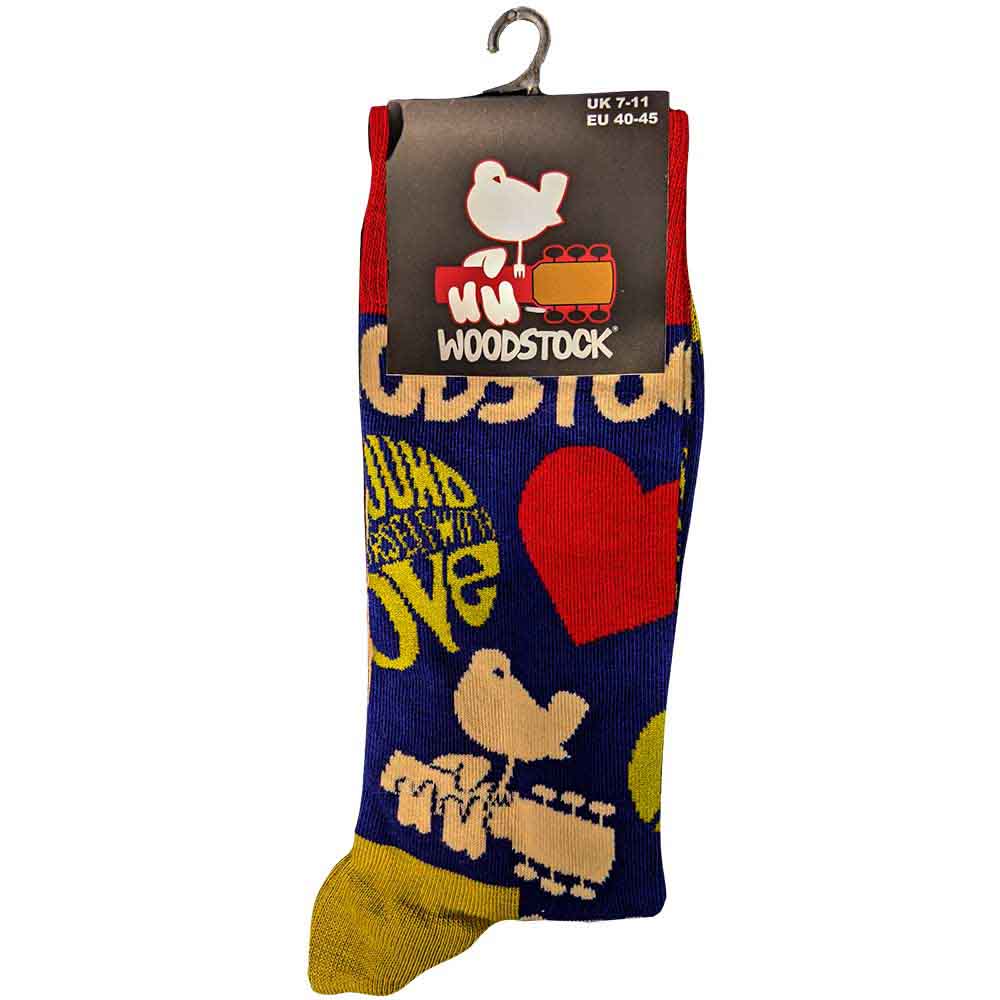 Image of Woodstock Unisex Ankle Socks :Birds & Hearts Rock Off