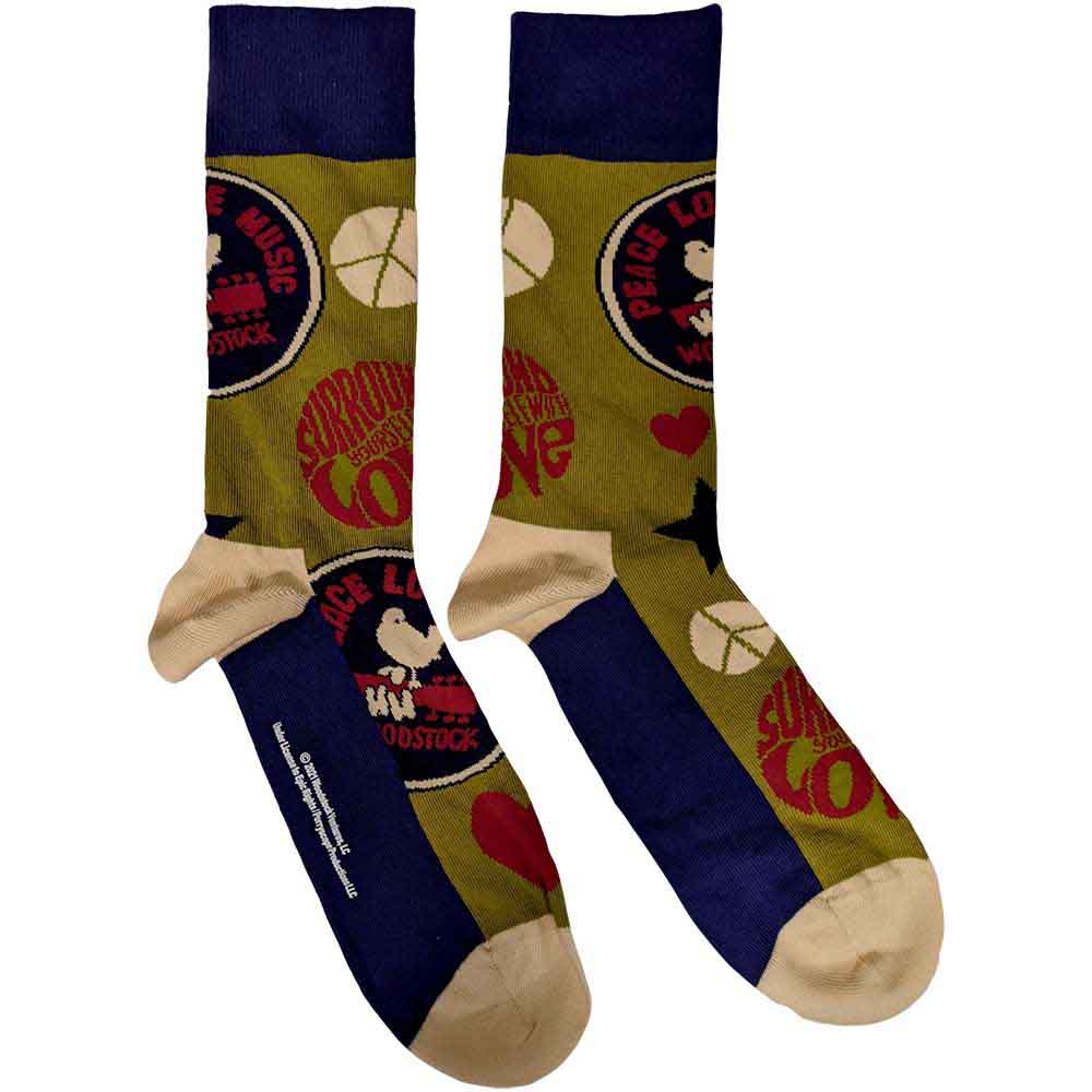 Image of Woodstock Unisex Ankle Socks : Peace - Love - Music Rock Off