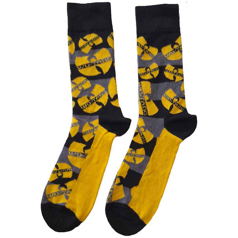 Image of Wu-Tang CLAN Unisex Ankle Socks : Logos Yellow Rock Off