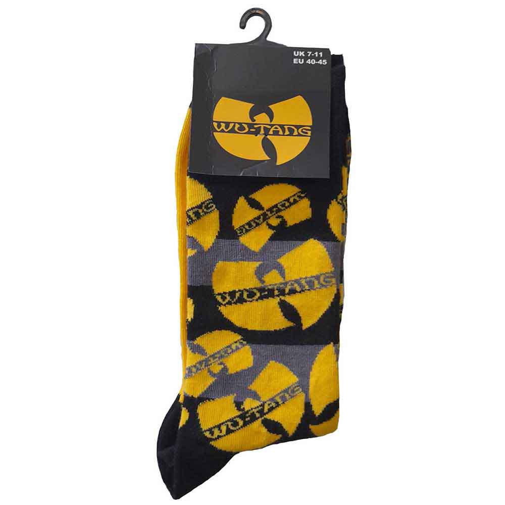 Image of Wu-Tang CLAN Unisex Ankle Socks : Logos Yellow Rock Off