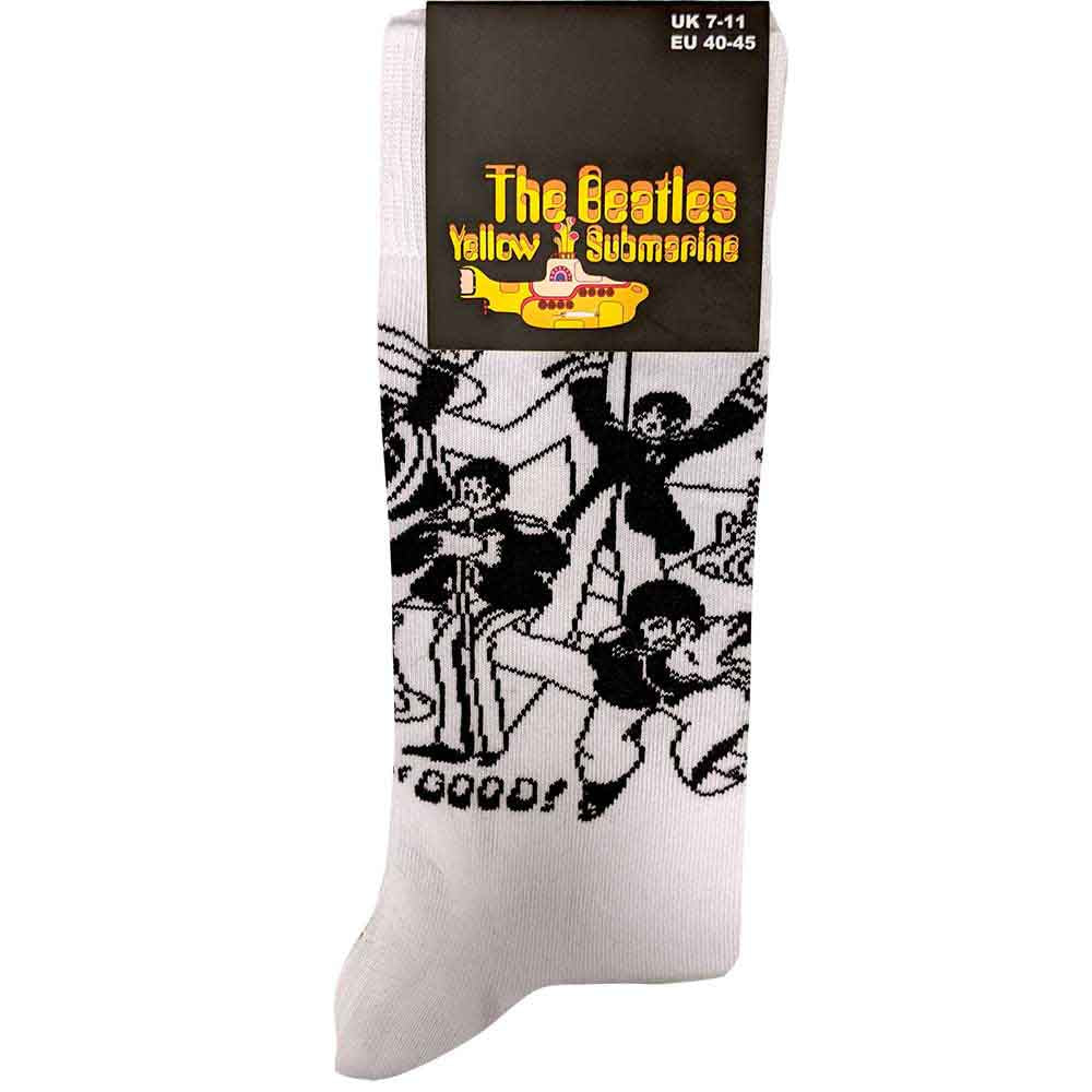Image of The Beatles Unisex Ankle Socks - Yellow Submarine Sea of Science Faces Mono Rock Off