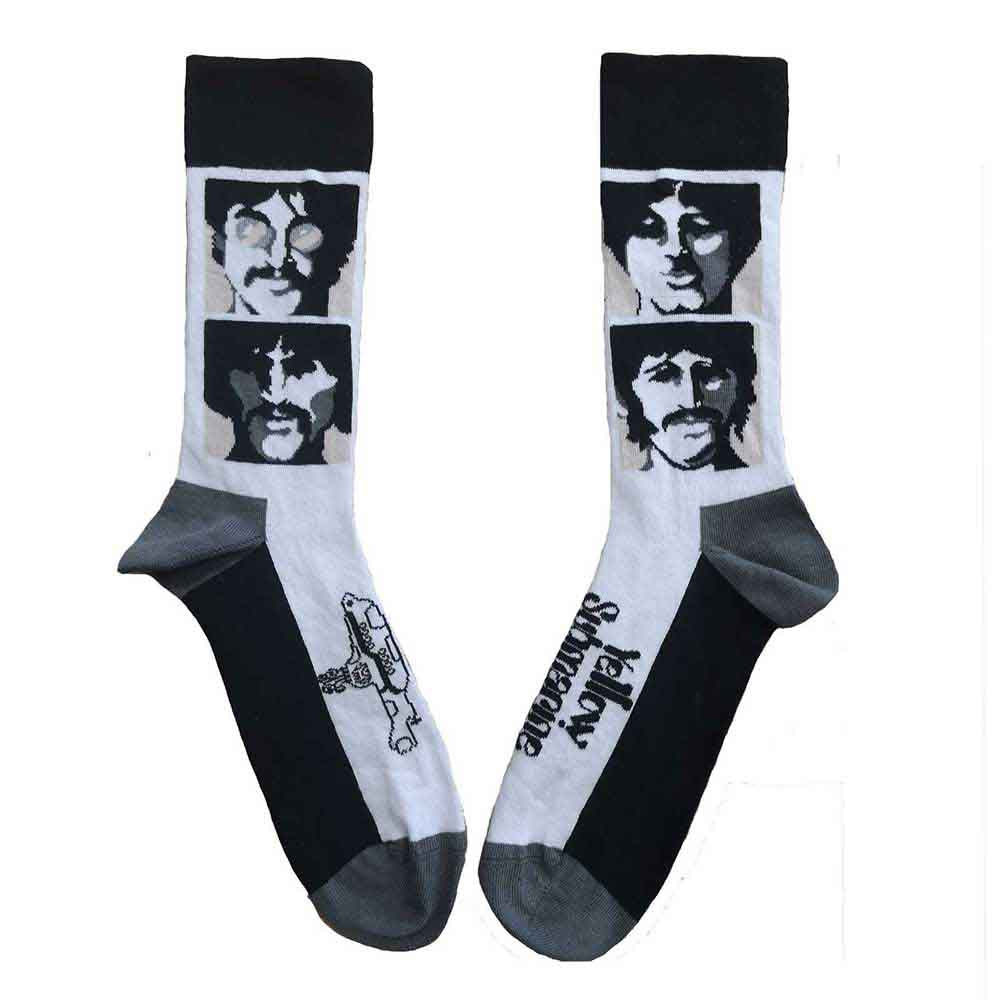 Image of The Beatles Unisex Ankle Socks - Yellow Submarine Sea of Science Faces Mono Rock Off