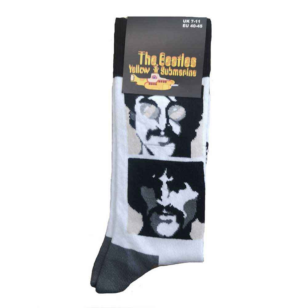 Image of The Beatles Unisex Ankle Socks - Yellow Submarine Sea of Science Faces Mono Rock Off