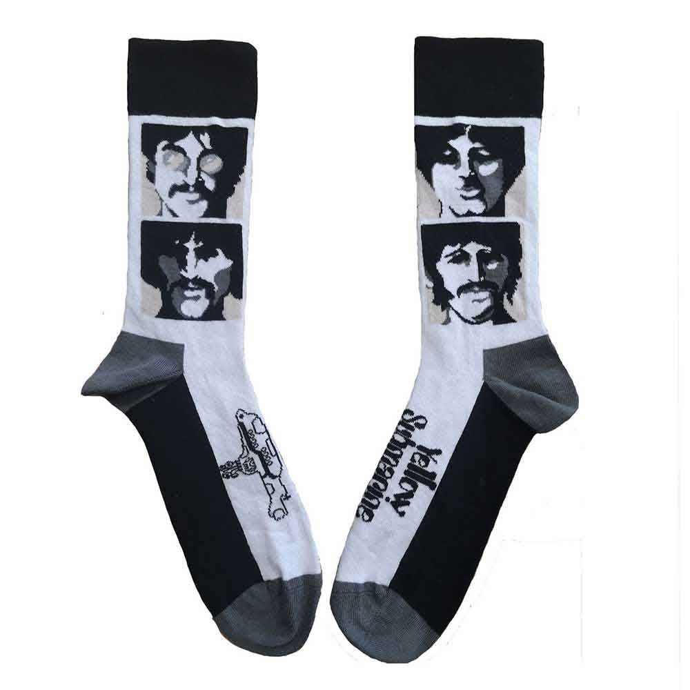 Image of The Beatles Unisex Ankle Socks - Yellow Submarine Sea of Science Faces Mono Rock Off