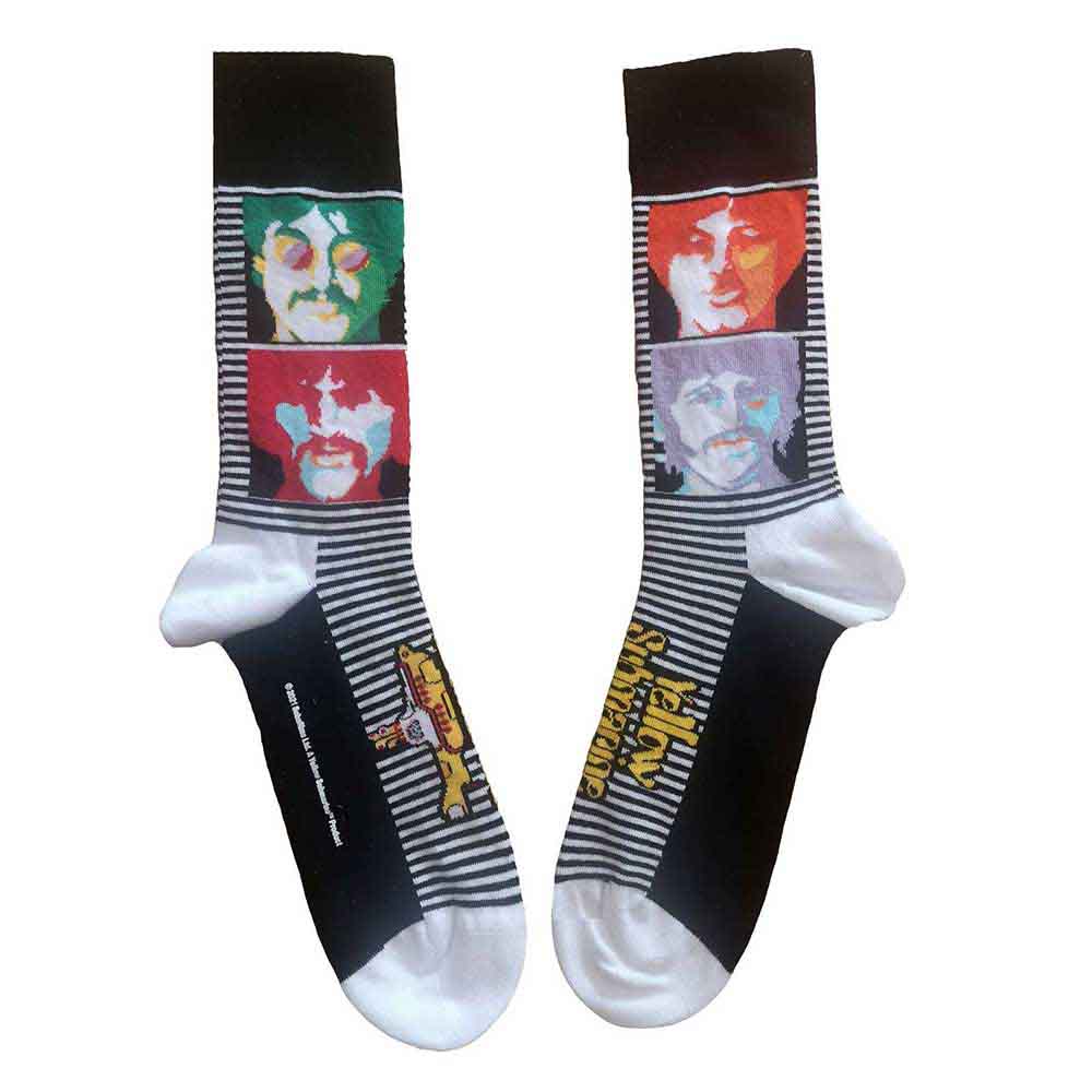 Image of The Beatles Unisex Ankle Socks - Yellow Submarine Sea of Science Faces Mono Rock Off