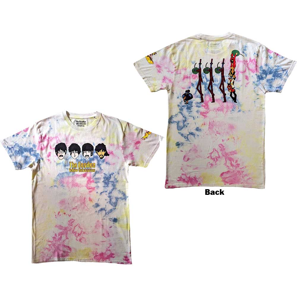 Image of The Beatles T-Shirt-Yellow Submarine - Heads & Apples Bonkers Rock Off