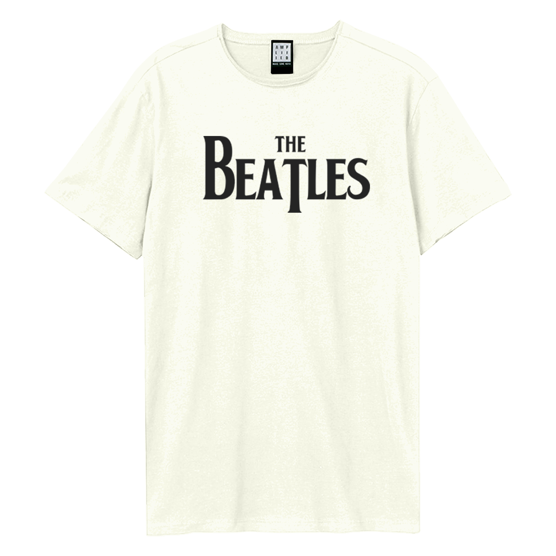 Image of The Beatles T-shirt - Logo, Vintage White Amplified