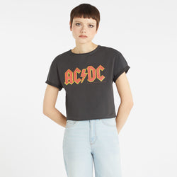 Image of AC/DC Crop Top T Shirt - Logo