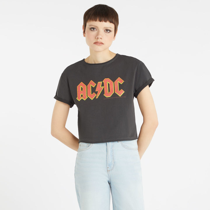 AC/DC Crop Top T Shirt - Logo