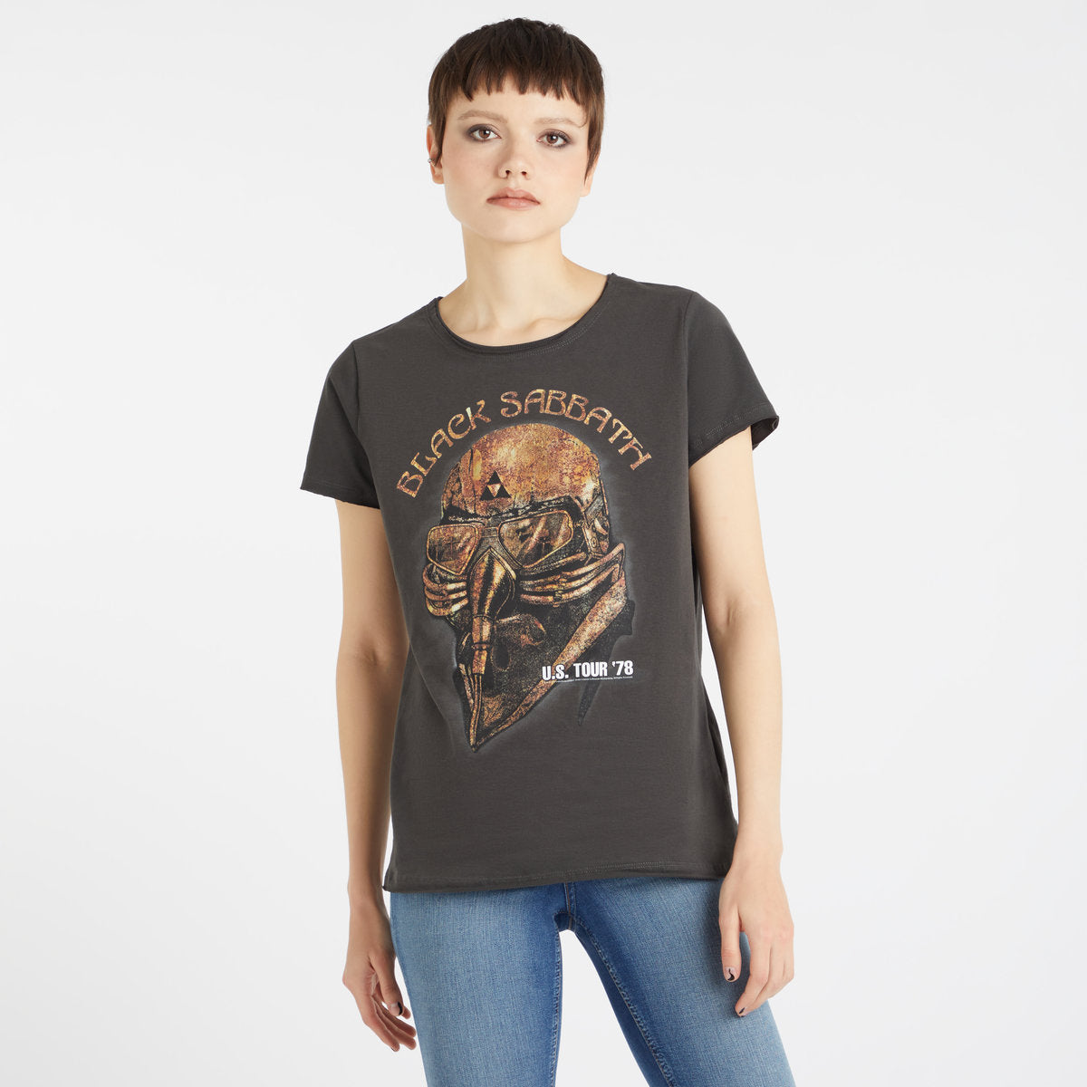 Image of Women's Black Sabbath T Shirt - Gold Tour 78 Amplified