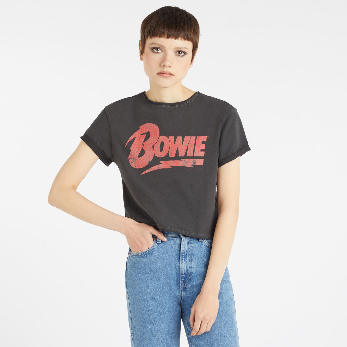 Image of David Bowie Crop Top T Shirt - Logo Amplified