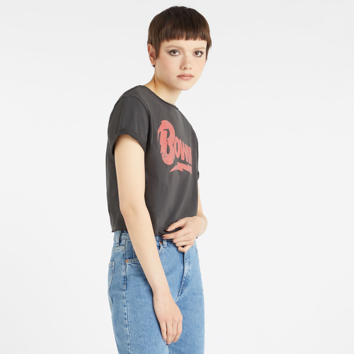 Image of David Bowie Crop Top T Shirt - Logo Amplified