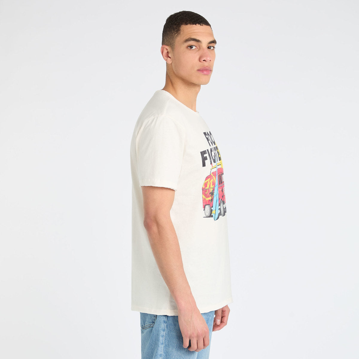 Foo Fighters Official Unisex T-Shirt - FF High Build Logo, White, Casual Fit, Band Merch