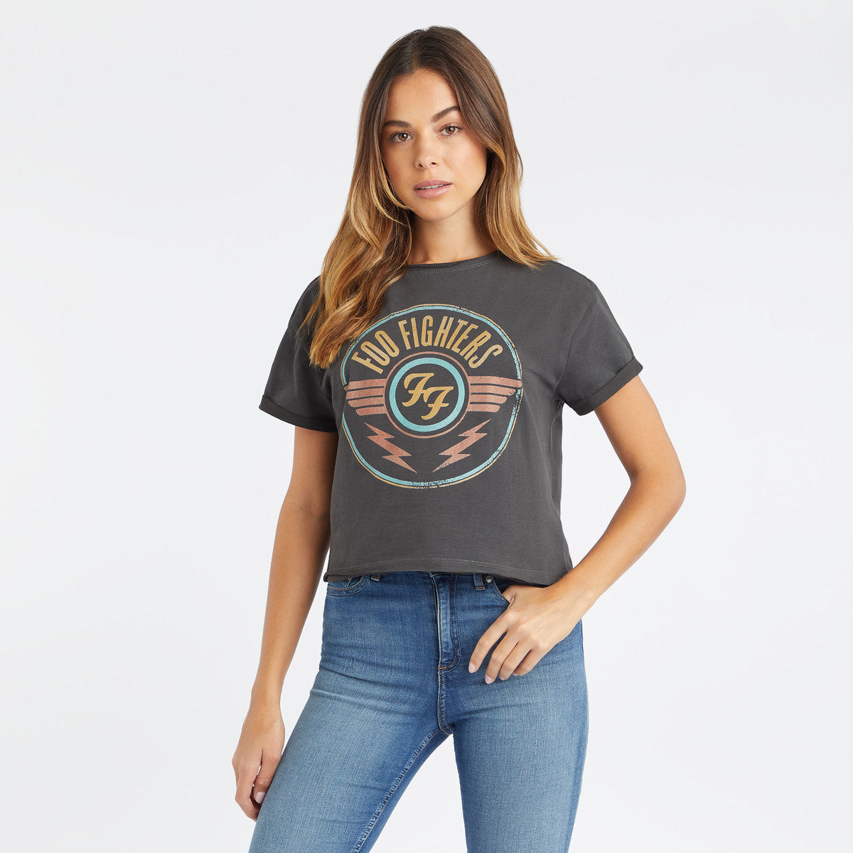 Image of Foo Fighters Crop Top T Shirt - FF Air Logo Amplified