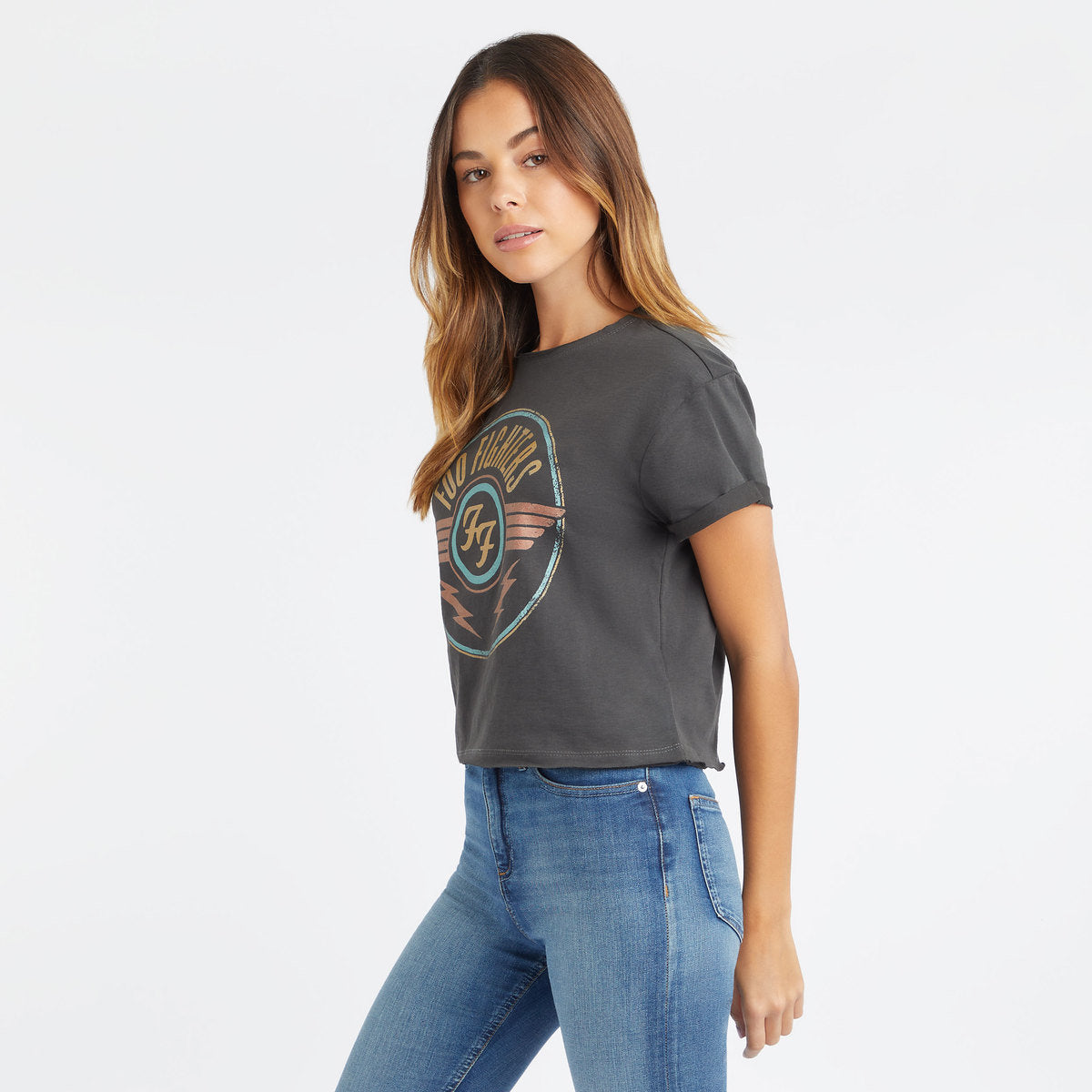 Image of Foo Fighters Crop Top T Shirt - FF Air Logo Amplified
