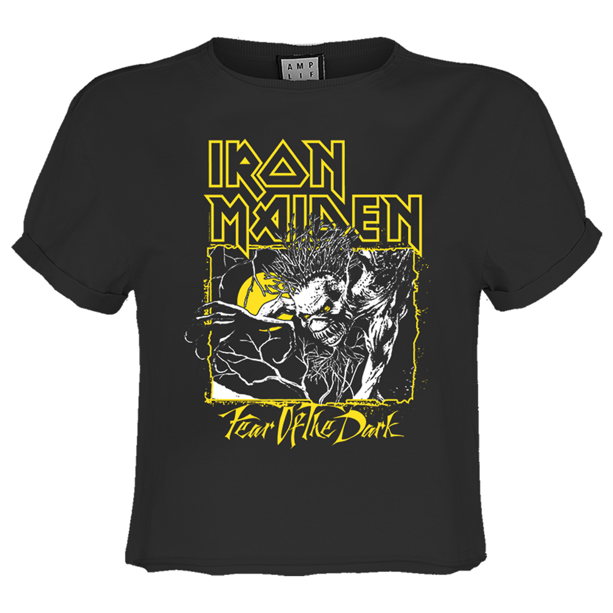 Image of Iron Maiden T-shirt - Yellow Ladies Crop Top Amplified